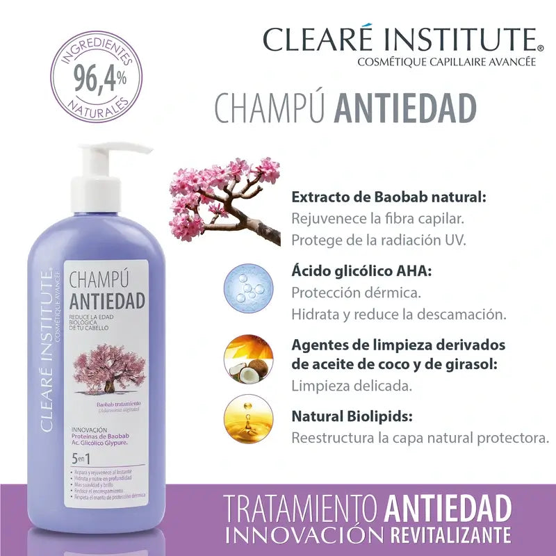 Champô Redensificante Anti-Idade do Instituto Clearé 400 Ml.