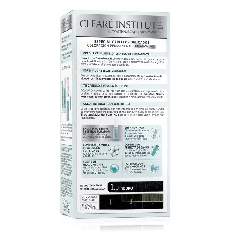 Clearé Institute Colour Clinuance Coloração Permanente sem Amoníaco 1.0 Preto