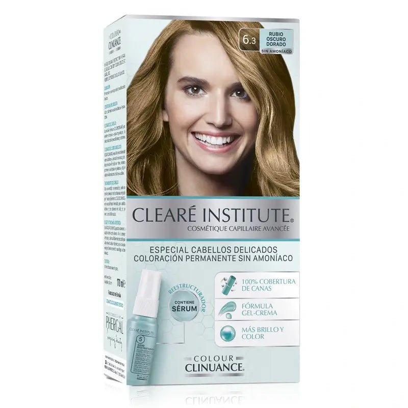 Clearé Institute Colour Clinuance Coloração Permanente Sem Amoníaco 6.3 Louro Escuro Dourado