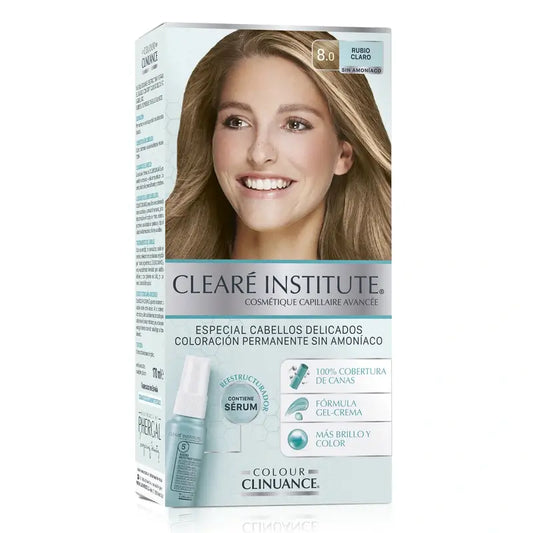 Clearé Institute Colour Clinuance Coloração Permanente Sem Amoníaco 8.0 Louro Claro