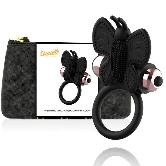 Coquette Chic Desire Cock Ring Butterfly Anillo Vibrador Negro / Gold