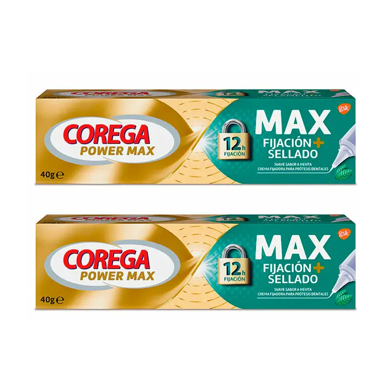 Corega Duplo creme fixador de próteses sabor a menta, 2 x 40 g