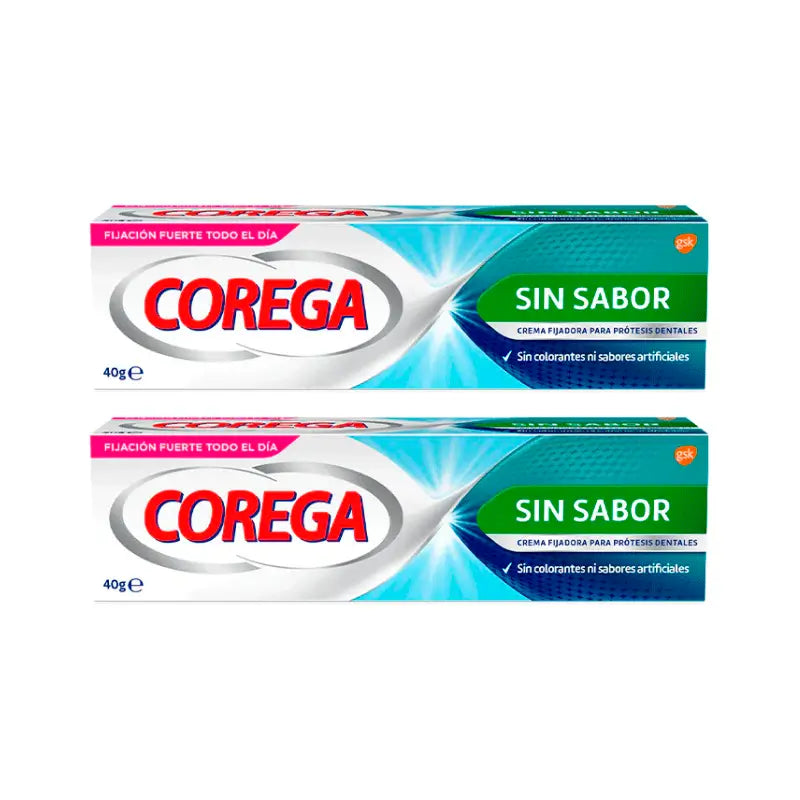 Corega Duplo Creme Adesivo Extra Forte Sem Sabor, 2 x 40 g