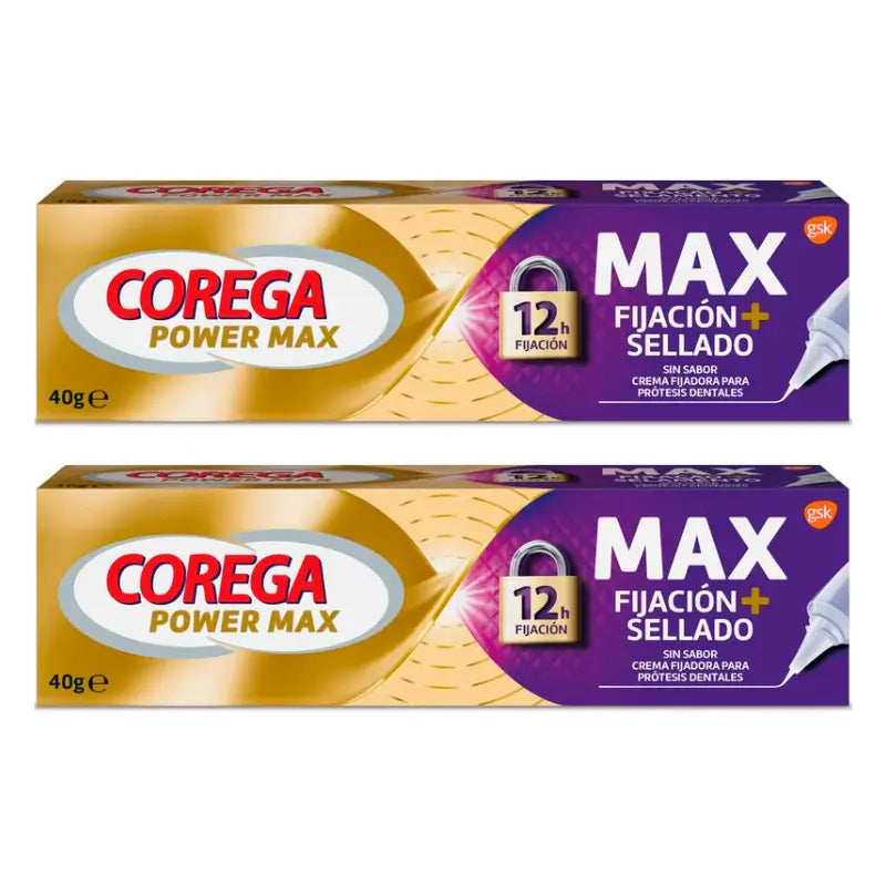 Corega Duplo Maximo Creme de fixação vedante, 2 x 40 gr