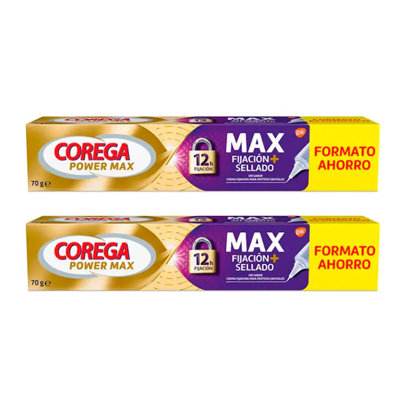 Corega Duplo Maximo Creme de fixação vedante, 2 x 70 gr