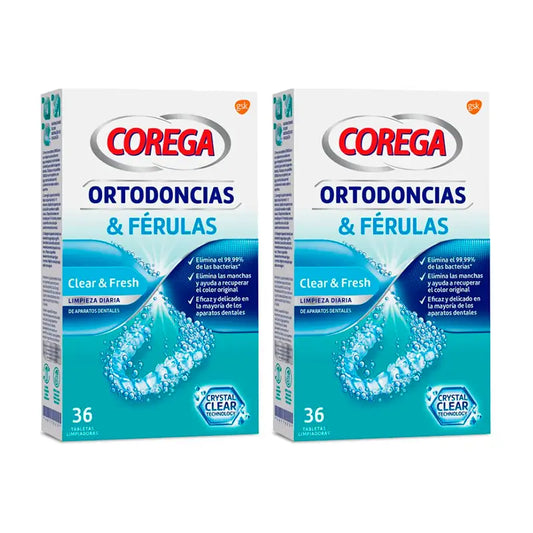 Corega Duplo Ortodontia e talas, 2 x 36 comprimidos