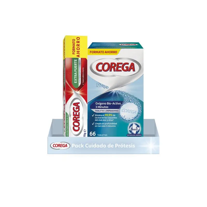 Corega Pack Cuidado de Prótesis ( Limpieza + Fijación extra fuerte)