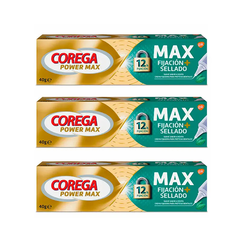 Corega Triplo creme fixador de próteses, sabor a menta, 3 x 40 gramas