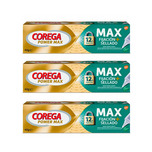 Corega Triplo creme fixador de próteses, sabor a menta, 3 x 40 gramas