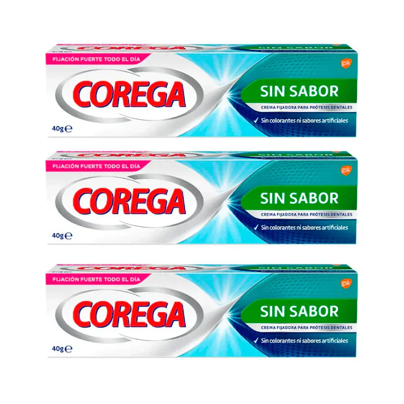 Corega Triplo Creme Adesivo Extra Forte Sem Sabor, 3 x 40 g