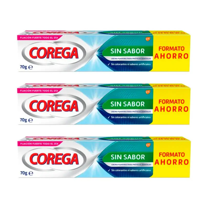 Corega Triplo Extra Forte Sem Sabor, 3 x 70 gramas