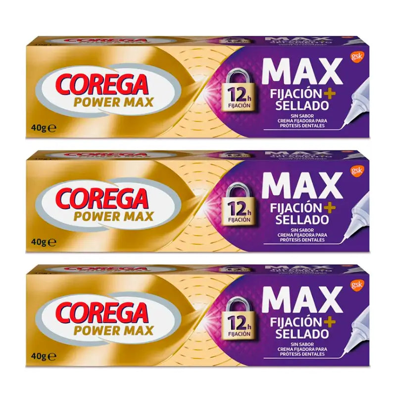 Corega Triplo Maximo Creme Fixador Selante, 3 x 40 gr