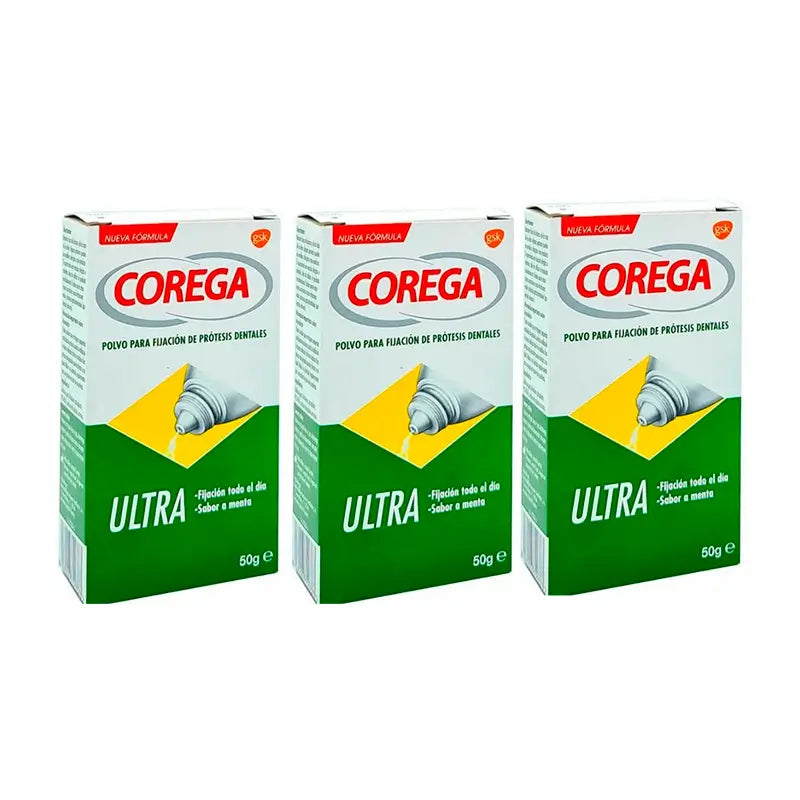 Corega Triplo Ultra Adhesive Powder, 3 x 50 g