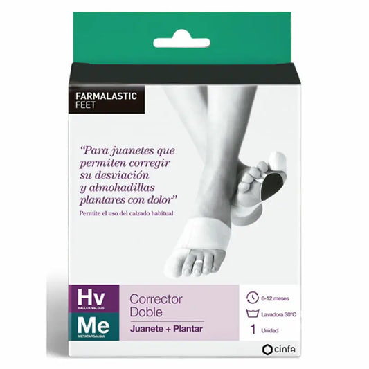 Farmalastic Corretor Double Bunions and Plantar Corretor Pé esquerdo, Tamanho M