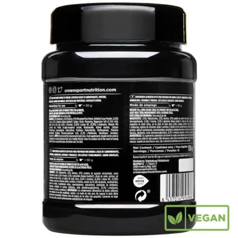 Crown Sport Nutrition  3:1 Vegan Recovery+ Chocolate , 750 gr (15 porciones)