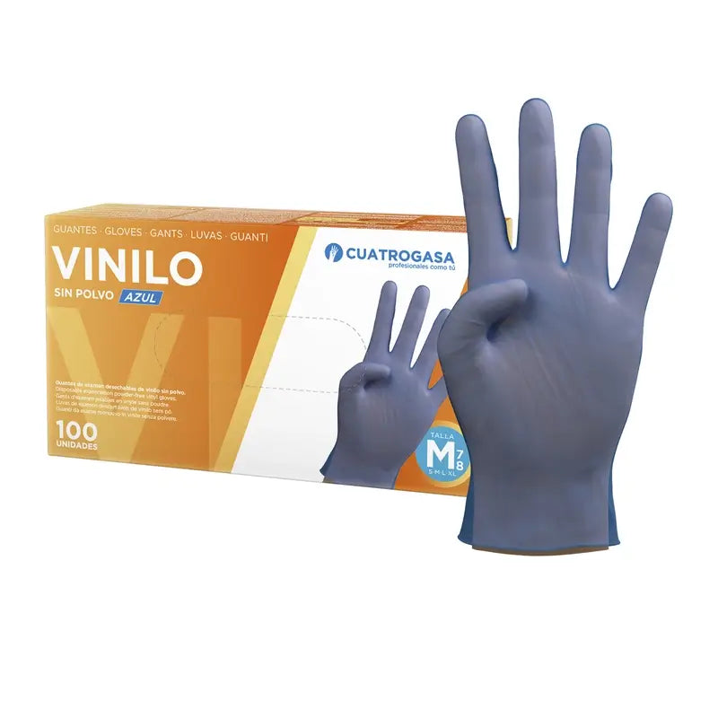 Luvas de vinil tamanho M, 100 pcs.