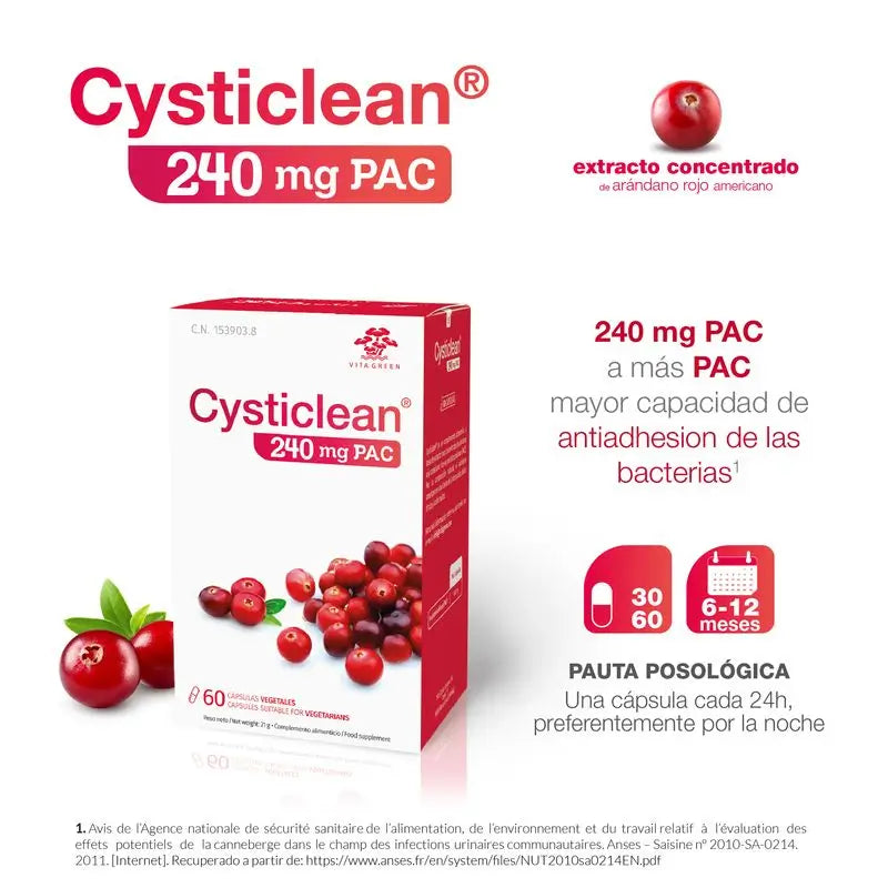 Cysticlean 240 Mg Pac, 30 saquetas