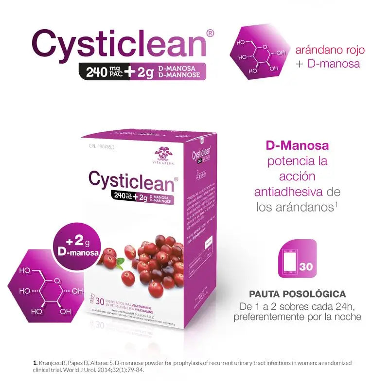 Cysticlean D-Mannose 240 mg Pac, 30 saquetas