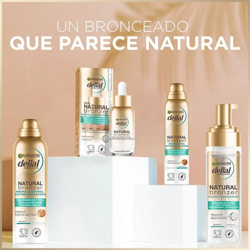 Delial Natural Bronzer Gotas Autobronzeadoras Faciais com Ácido Hialurónico e Água de Coco - 30 Ml