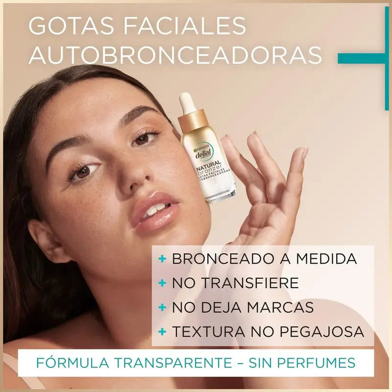 Delial Natural Bronzer Gotas Autobronzeadoras Faciais com Ácido Hialurónico e Água de Coco - 30 Ml