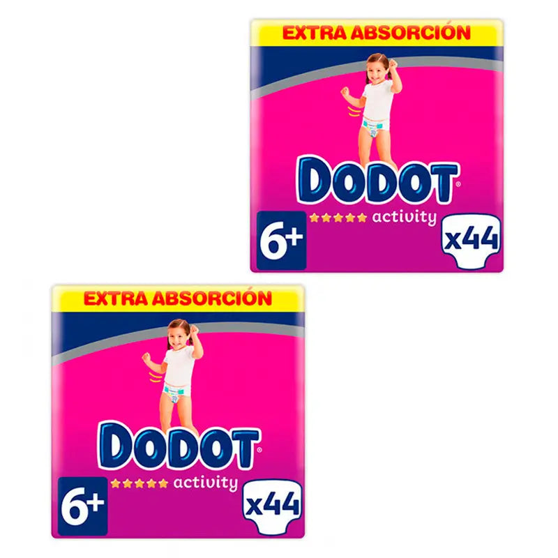 Dodot Pack 2 X Activity Extra Jumbo Pack Talla 6+ (+14 Kg), 44 Unidades