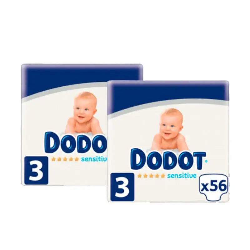 Dodot Pack 2 X Sensitive Value Pack Talla 3 (6-10 Kg), 112 Unidades