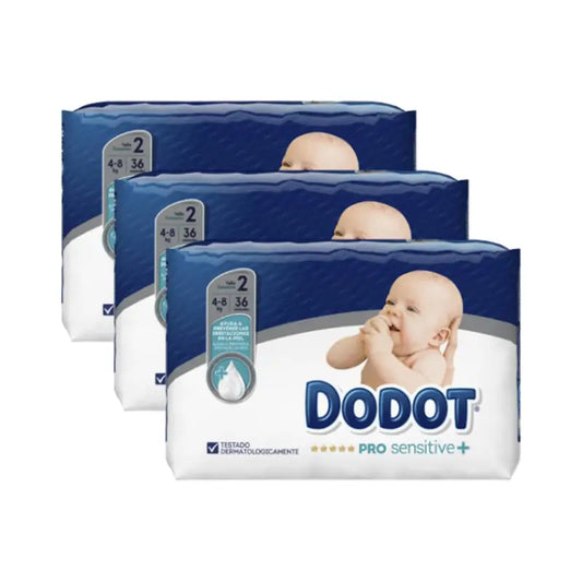 Dodot Pack 3 X Pro Sensitive Pañales Talla 2 (4-8 Kg), 108 Unidades