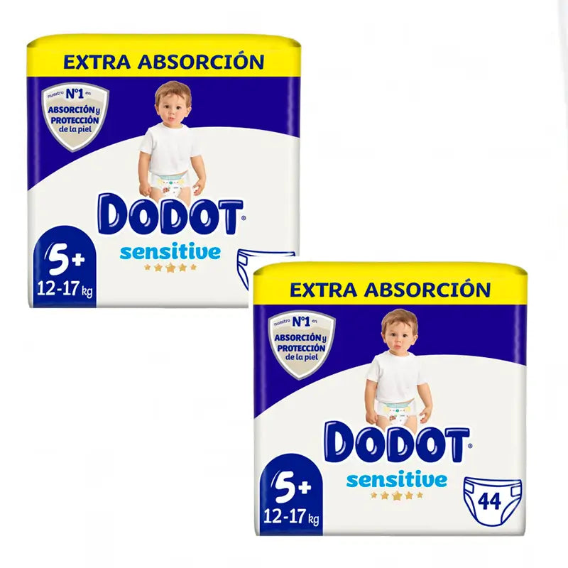 Dodot Sensitive Extra-Jumbo Pack Talla 5, 2 x 44 uds