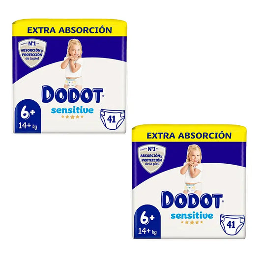 Dodot Sensitive Extra-Jumbo Pack Talla 6, 2 x 41 uds