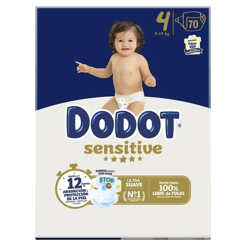 Dodot Sensitive Baby tamanho 4, 9 kg - 14 kg, 70 fraldas