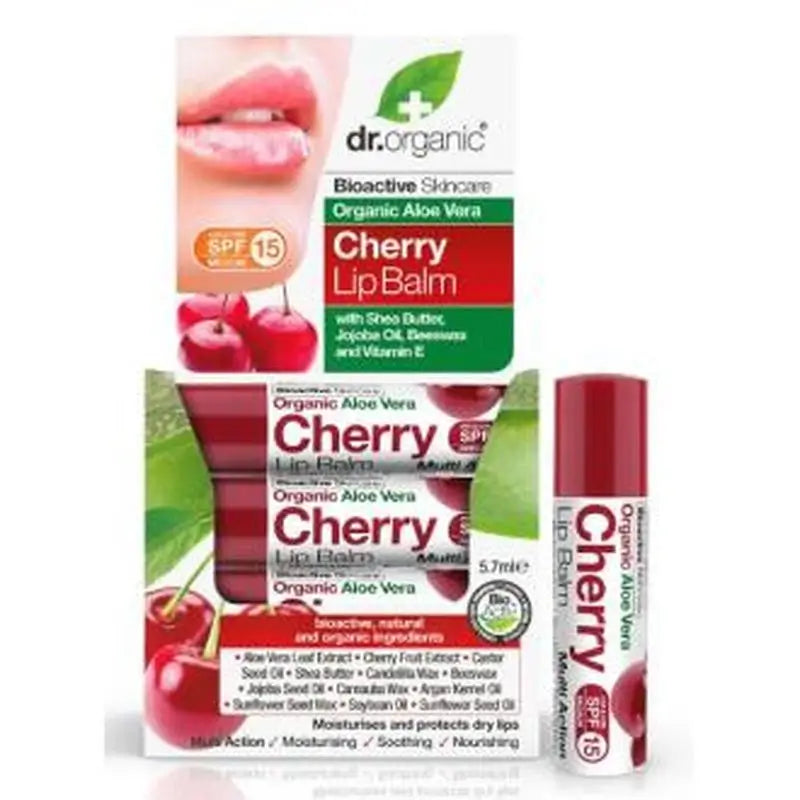 Dr. Organic Balsamo Labial Aloe Vera Y Cereza 5,7Ml.