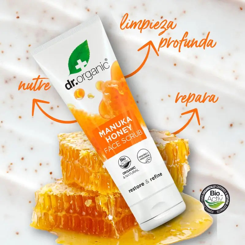 Dr.Organic Manuka Honey Facial Scrub Pele Seca e Sensível, 125 ml