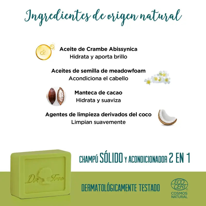 Champô sólido hidratante Dr. Tree Natural para couros cabeludos sensíveis