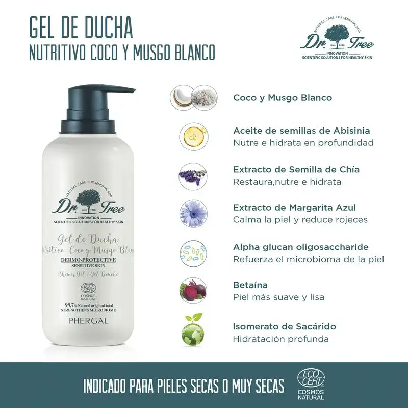 Dr. Tree Natural Coco Gel de Duche Nutritivo Pele Sensível 500Ml