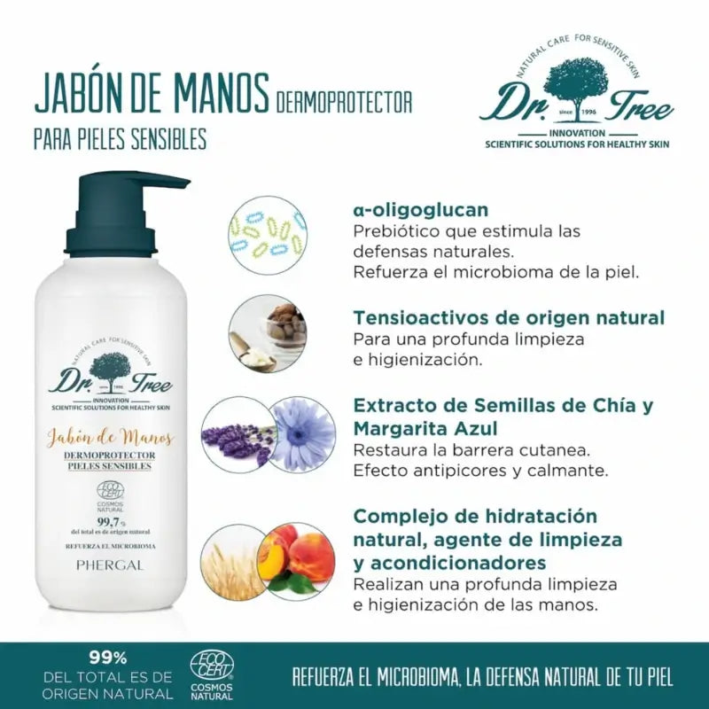 Dr. Tree Sabonete Natural para as Mãos Pele Sensível 400Ml