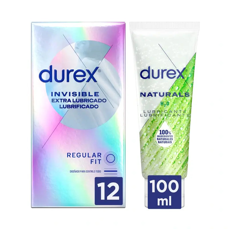 Durex Preservativos Invisíveis Extra Lubrificados + Lubrificante Naturals (Verde)