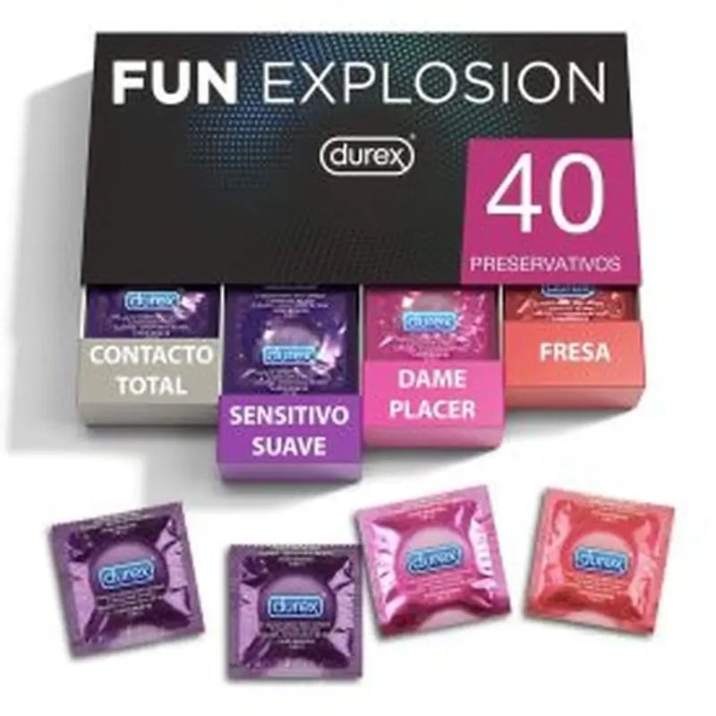 Preservativos mistos Durex Fun Explosion sabor a morango, 40 unid.