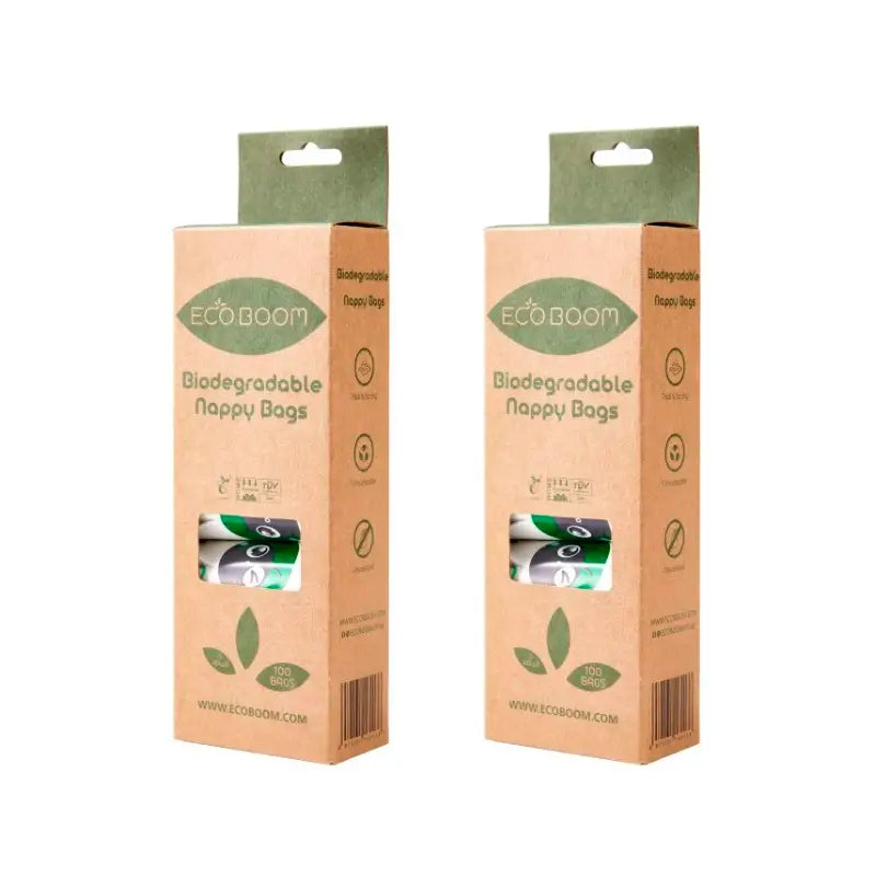 Eco Boom Pack Sacos biodegradáveis para fraldas e cuecas, 2 x 100 pcs.