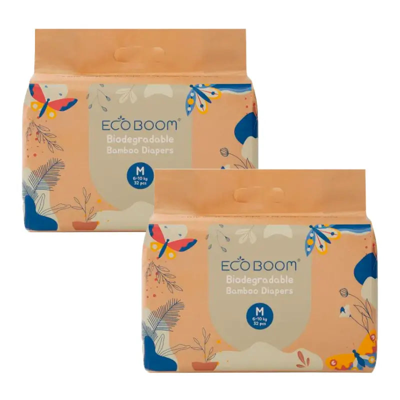 Eco Boom Pack 2X Fralda de Bambu Joy M 3, 64 unidades.