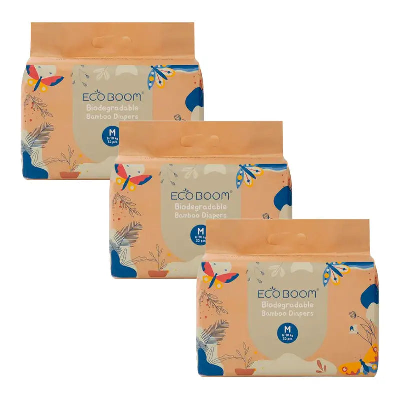 Eco Boom Pack 3X Fralda de Bambu Joy M 3, 96 unidades.