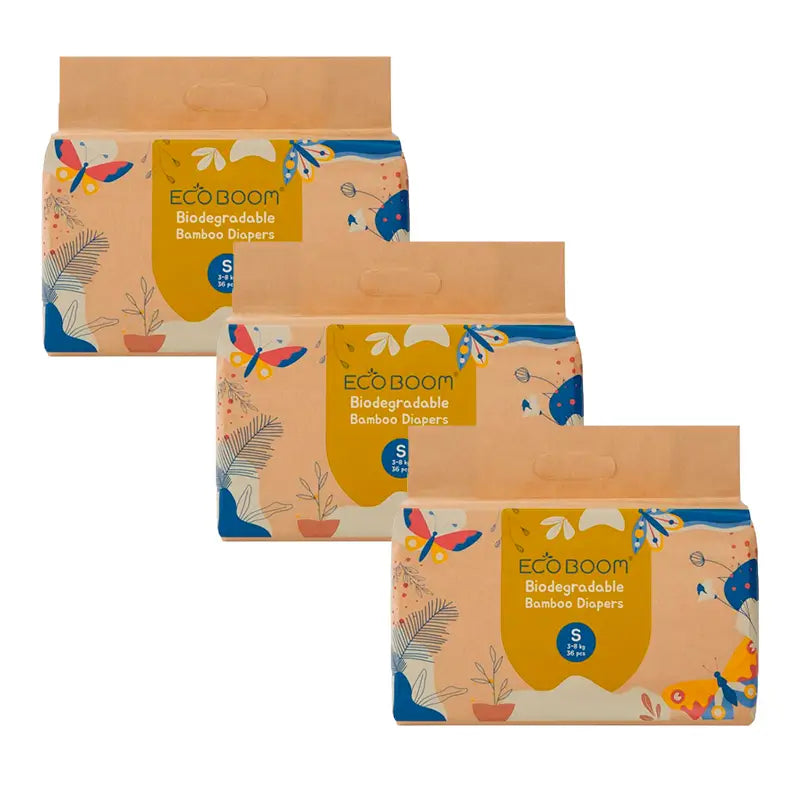 Eco Boom Pack 3X Bamboo Nappy Joy S 2, 108 unidades.