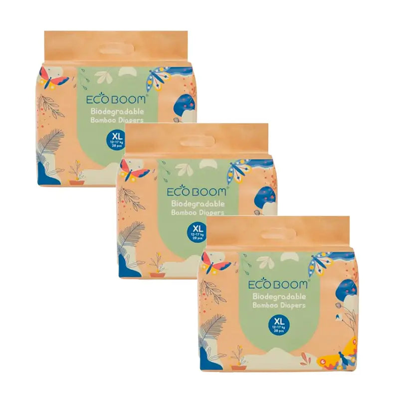 Eco Boom Pack 3X Fralda de Bambu Joy Xl 5, 84 unidades.