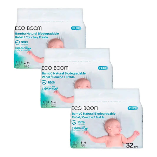 Eco Boom Pack 3X Pure M 3 Bamboo Nappy 3, 96 unidades