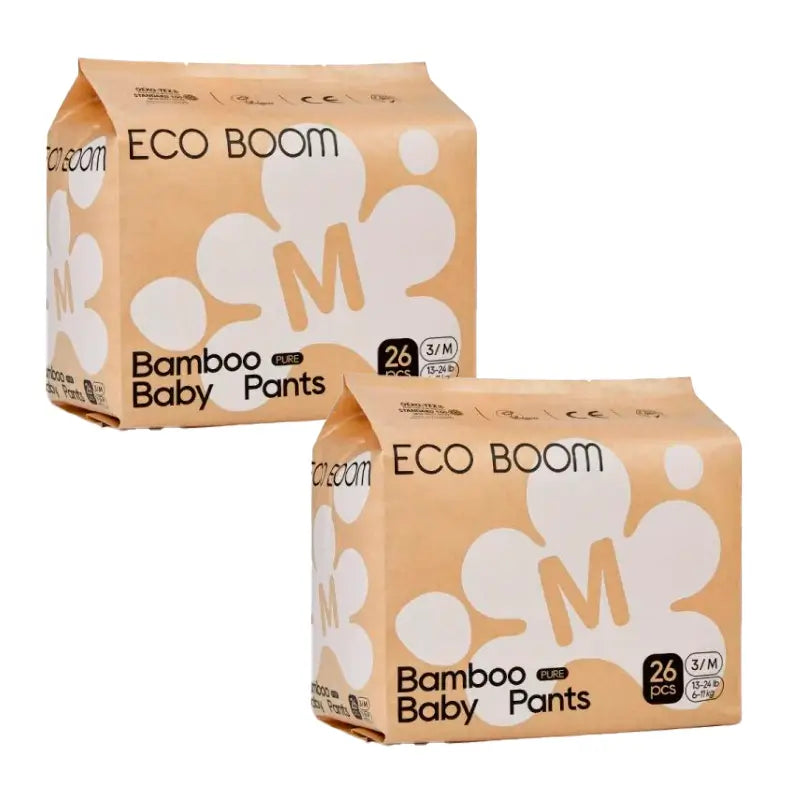 Eco Boom Pack 2X Pure M Bamboo Nappy, 52 unidades.