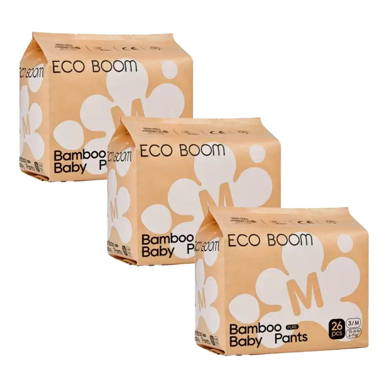 Eco Boom Pack 3X Pure M Bamboo Nappy, 78 unidades.