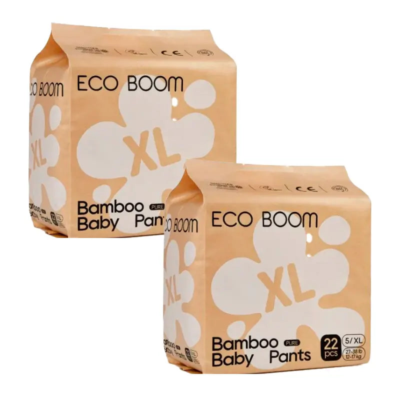 Eco Boom Pack 2X Fralda de Bambu Puro Xl, 44 unidades.