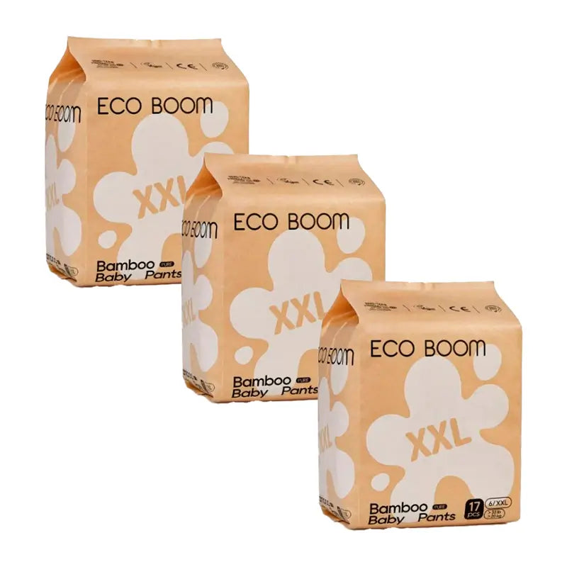 Eco Boom Pack 3X Fralda de Bambu Puro Xll, 51 unidades.