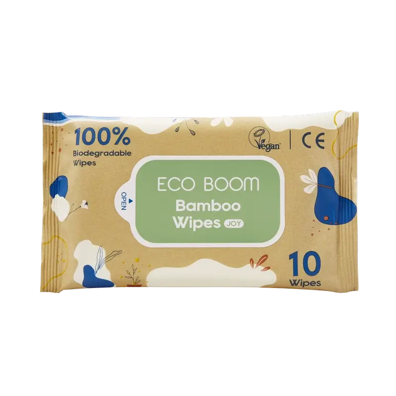 Eco Boom 100% Natural Bamboo Wipes Pack , 10 pcs.