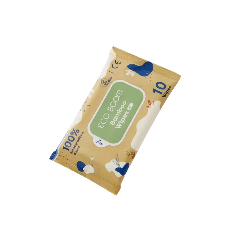 Eco Boom 100% Natural Bamboo Wipes Pack , 10 pcs.