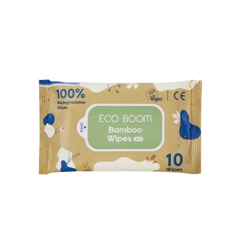 Eco Boom 100% Natural Bamboo Wipes Pack , 10 pcs.